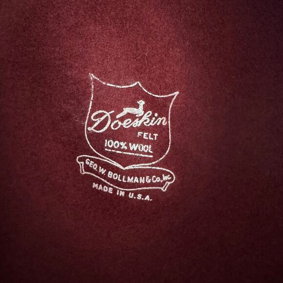 GEORGE W. BOLLMAN & CO. Vintage Women's Doeskin Felt Wool Hat Burgundy Wine - Picture 9 of 10